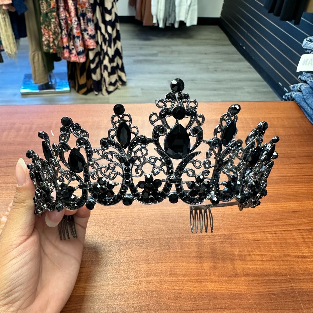 Elegant Black Pageant Quinceanera Tiara Crown